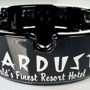 Stardust Hotel & Casino Las Vegas Nevada 1970s Black Glass Ashtray EUC RECRION